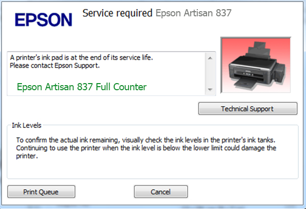 Epson Artisan 837 Service Required