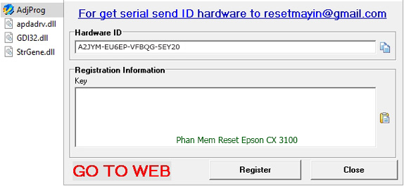 Key Epson CX 3100 Adjustment Program