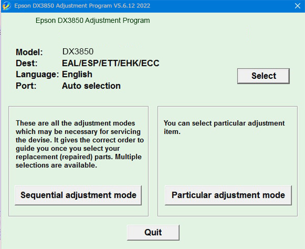 Epson DX3850 Adjustment Program