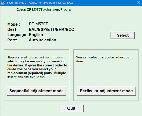 Epson EP M570T Adjustment Program