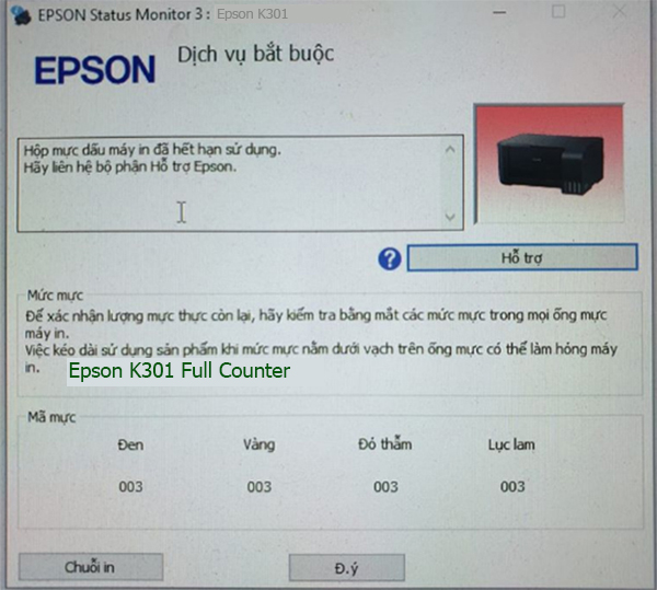 Epson K301 dịch vụ bắt buộc