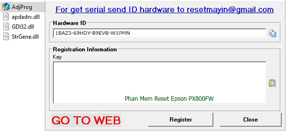 Key Epson PX800FW Adjustment Program