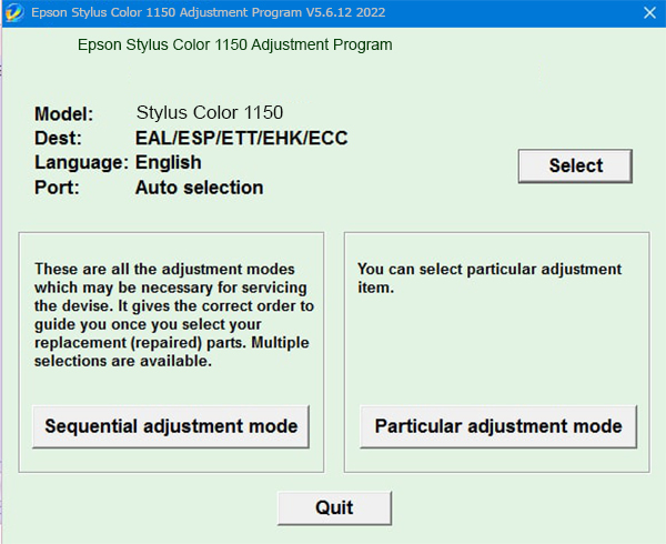 Epson Stylus Color 1150 Adjustment Program