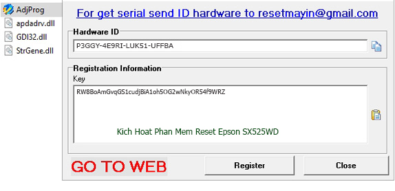 Kích Hoạt Epson SX525WD Adjustment Program