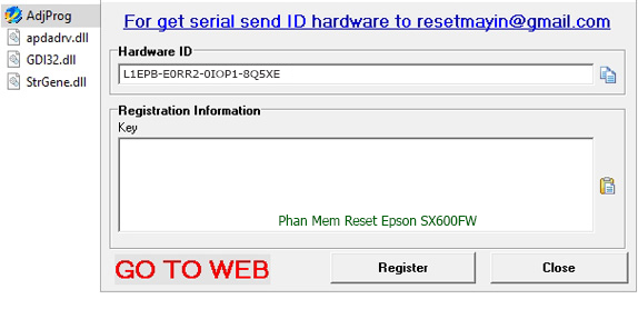 Key Epson SX600FW Adjustment Program