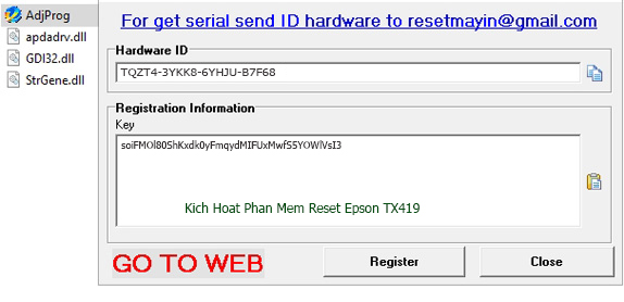 Kích Hoạt Epson TX419 Adjustment Program