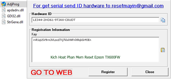 Kích Hoạt Epson TX600FW Adjustment Program