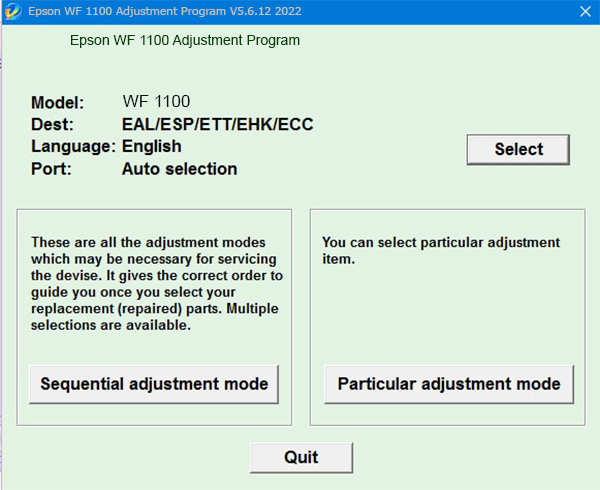 Epson WF 1100 Adjustment Program