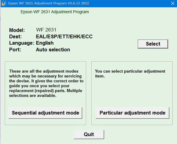 Epson WF 2631 Adjustment Program