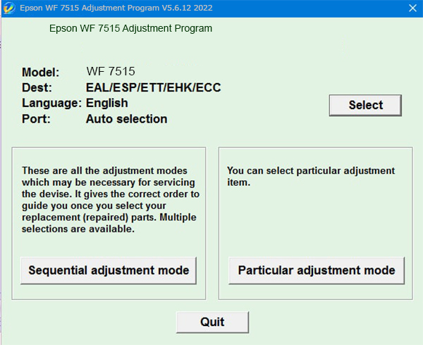 Phần mềm reset máy in Epson WF-7515