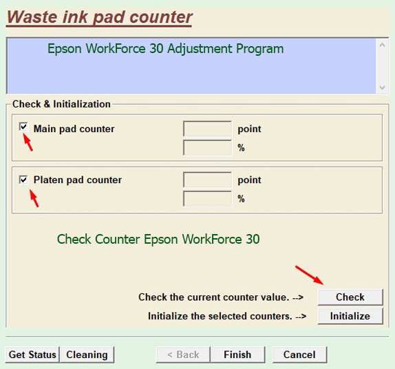 reset bộ đếm máy in Epson WorkForce 30