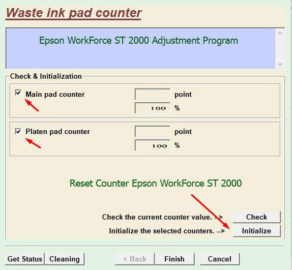 Reset bộ đếm mực thải Epson WorkForce ST 2000