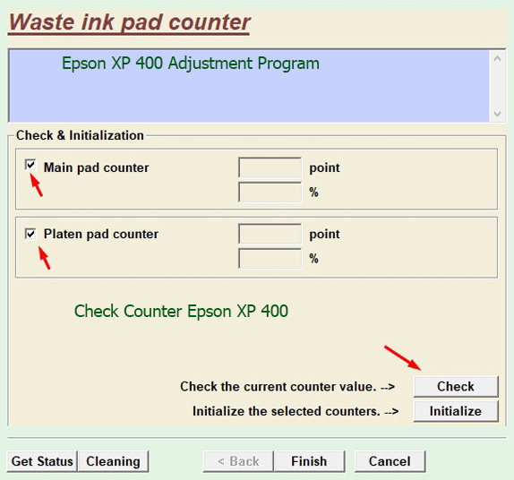 reset bộ đếm máy in Epson XP-400