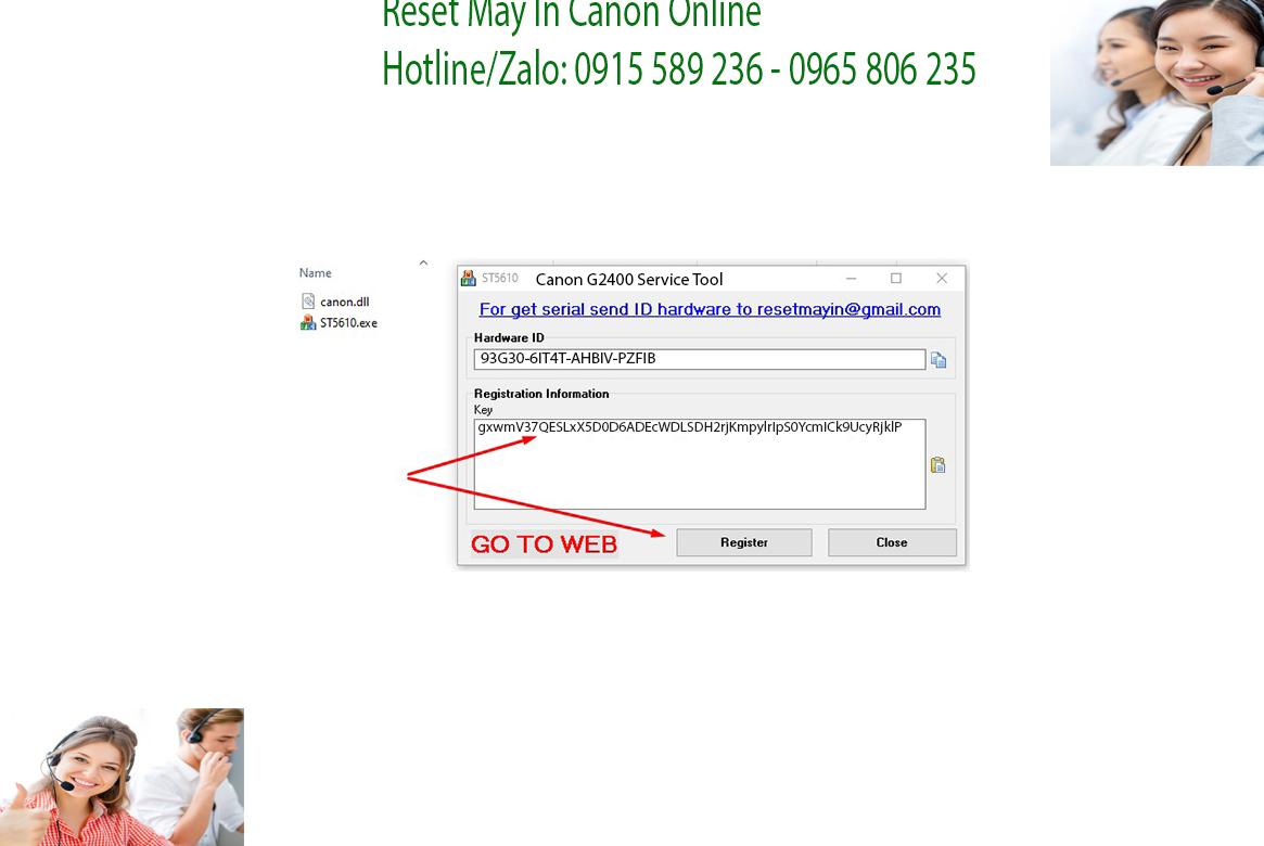 Key kích hoạt Phần mềm Reset Canon G2400