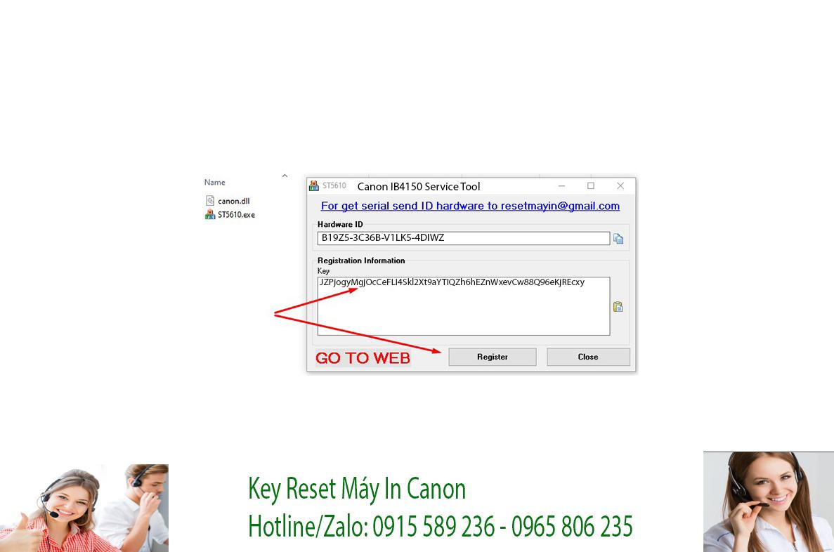 Key kích hoạt Phần mềm Reset Canon IB4150