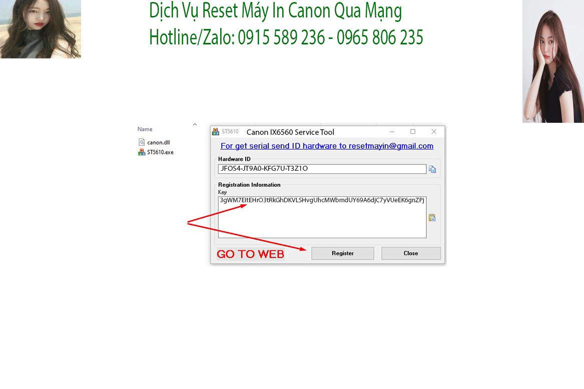 Key kích hoạt Phần mềm Reset Canon IX6560