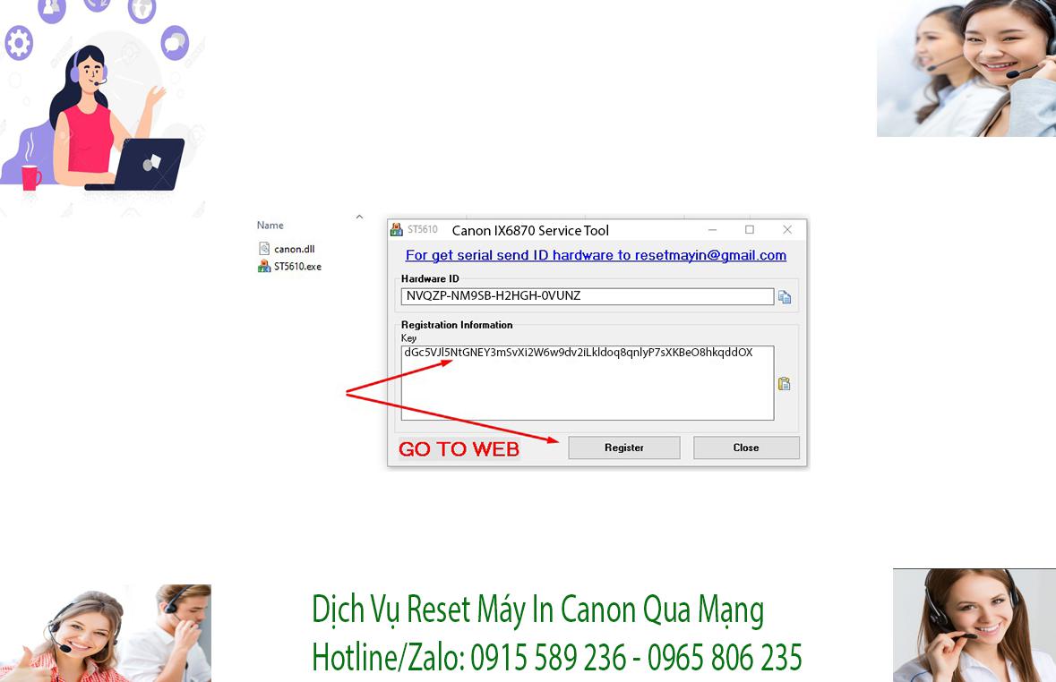 Key kích hoạt Phần mềm Reset Canon IX6870