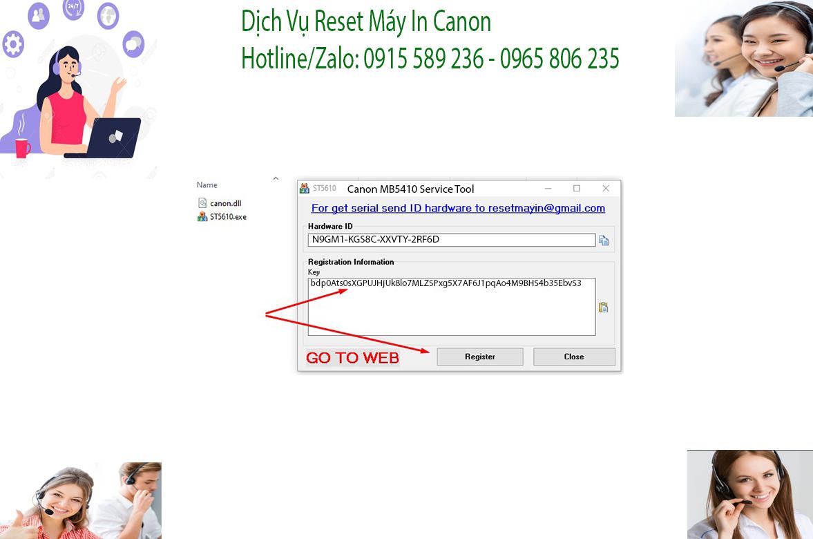 Key kích hoạt Phần mềm Reset Canon MB5410