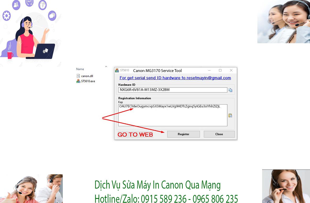 Key kích hoạt Phần mềm Reset Canon MG3170