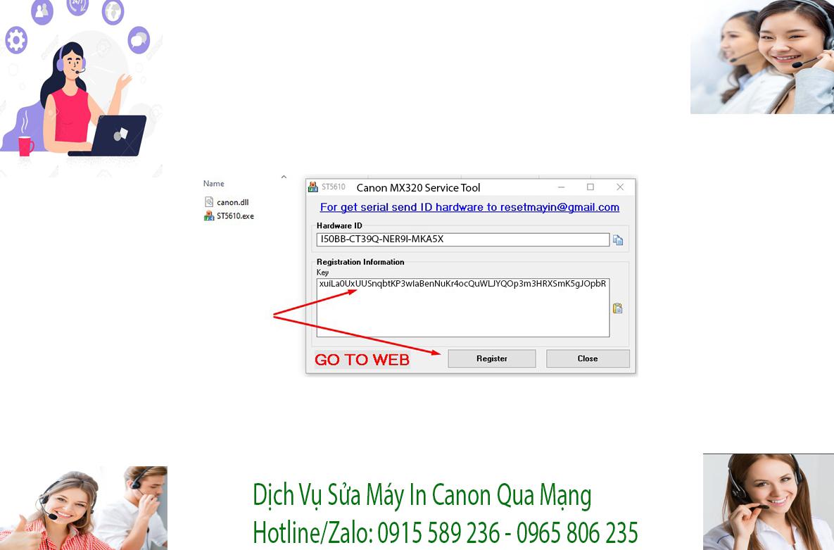 Key kích hoạt Phần mềm Reset Canon MX320
