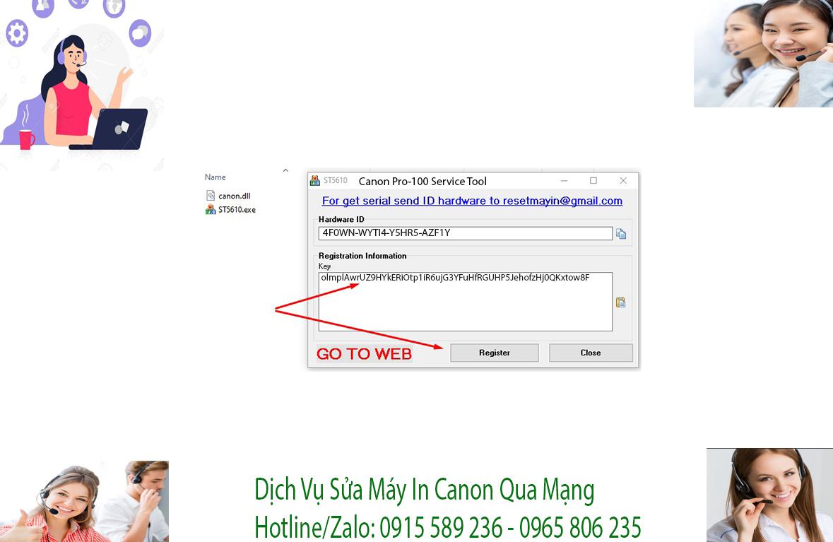 Key kích hoạt Phần mềm Reset Canon Pro-100