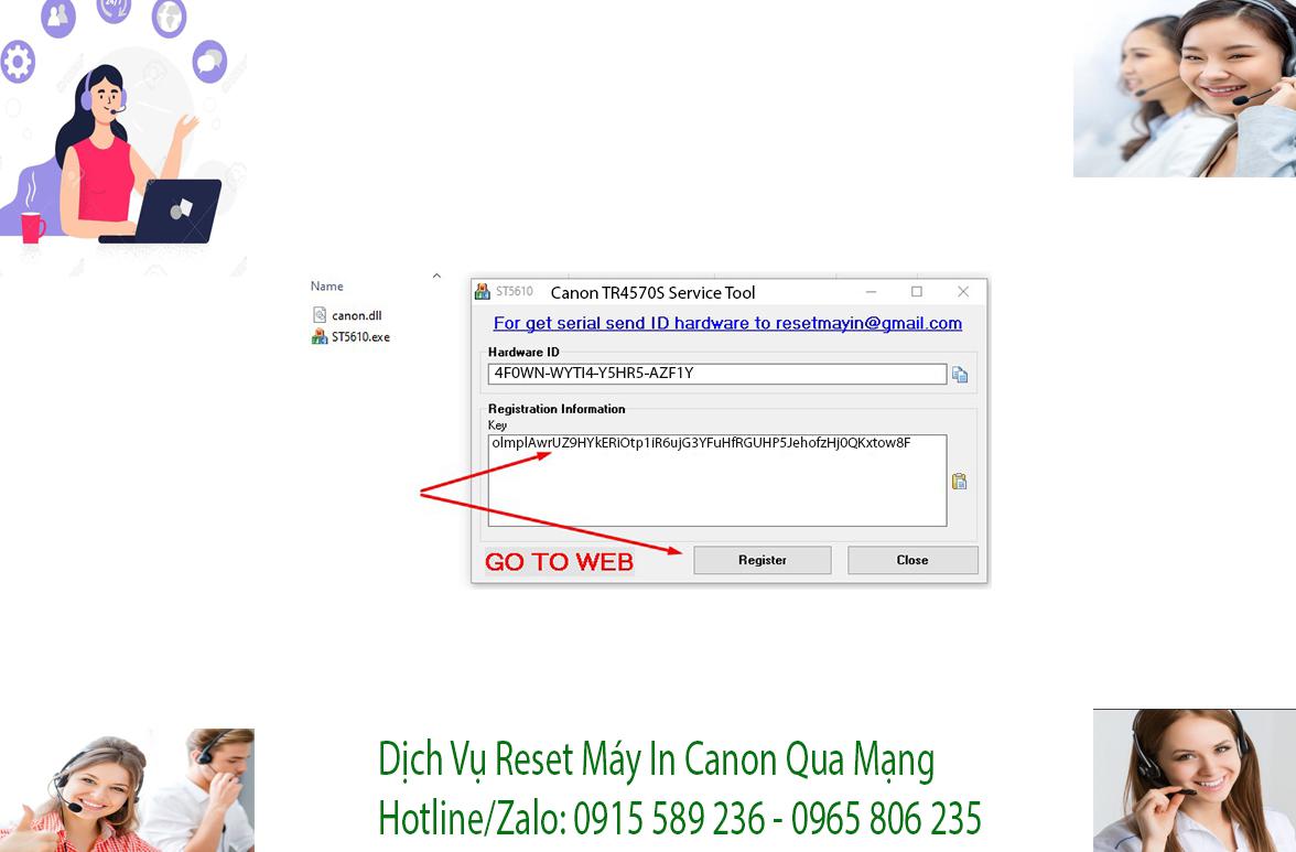 Key kích hoạt Phần mềm Reset Canon TR4570S