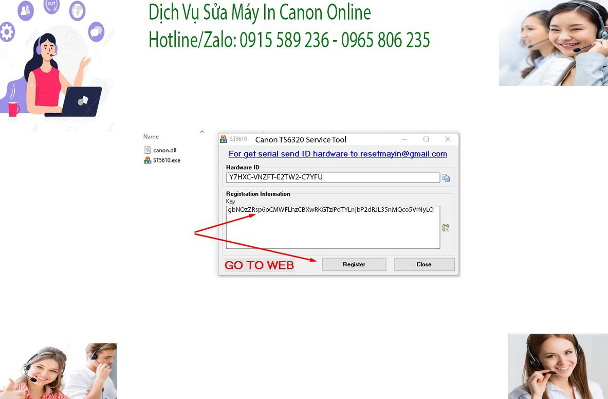 Key kích hoạt Phần mềm Reset Canon TS6320