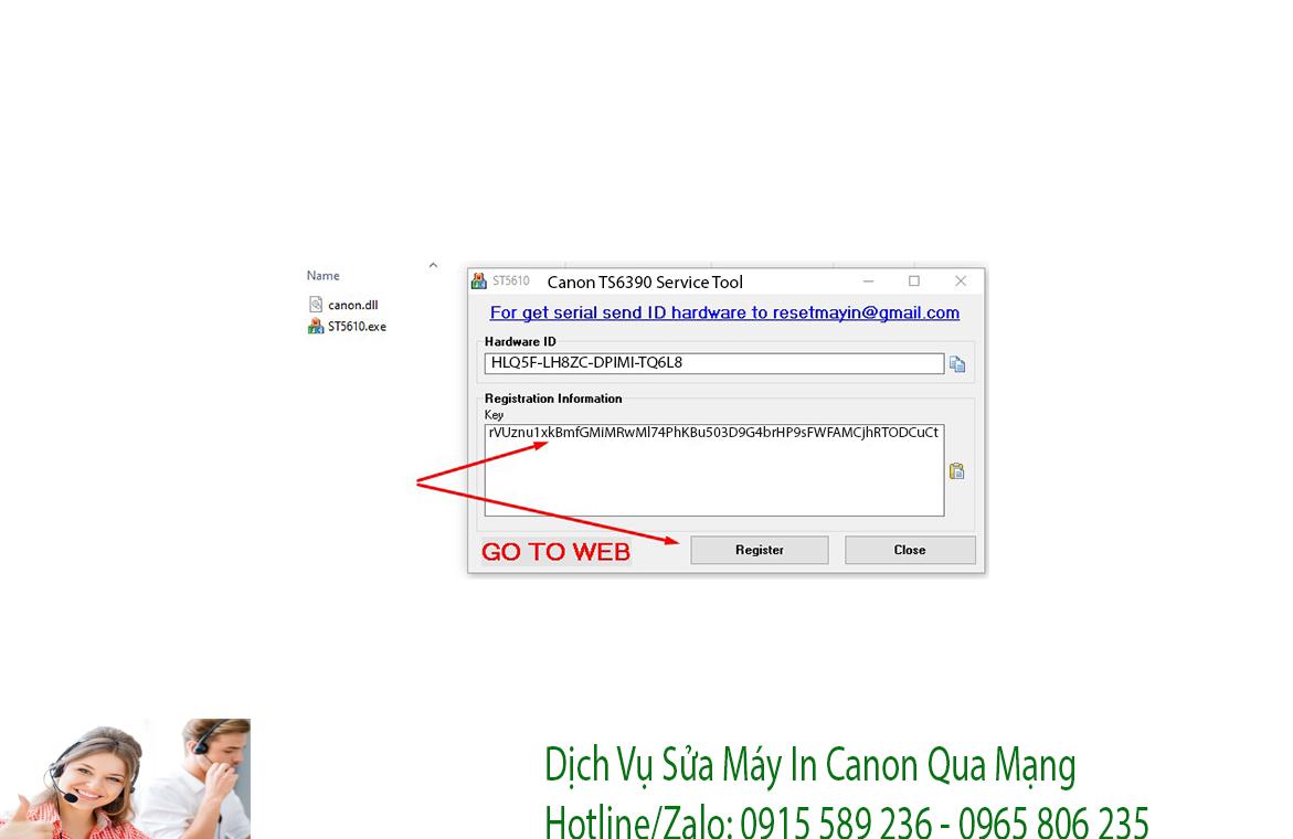 Key kích hoạt Phần mềm Reset Canon TS6390
