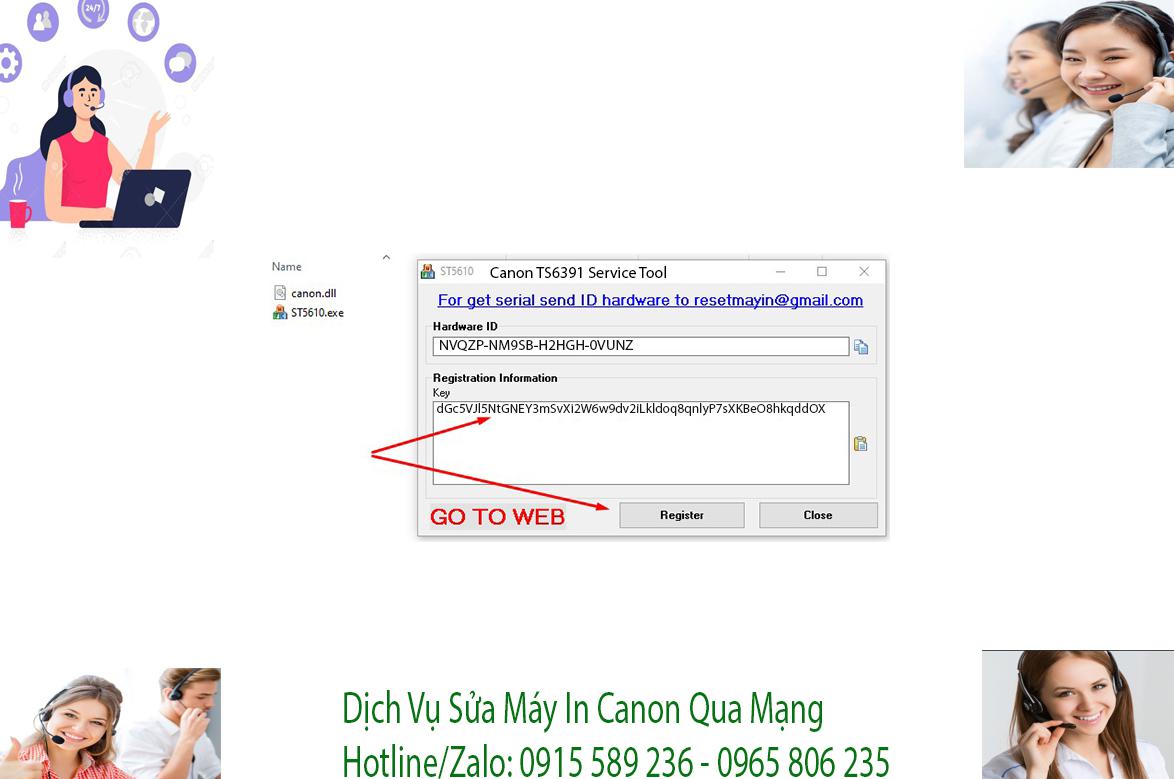 Key kích hoạt Phần mềm Reset Canon TS6391