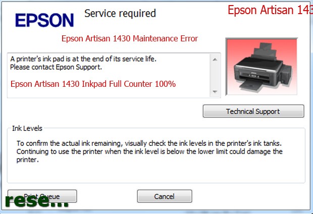 Epson Artisan 1430 service required