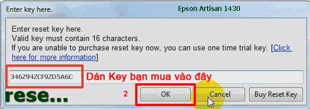 Reset mực thải máy in Epson Artisan 1430 bằng key wicreset