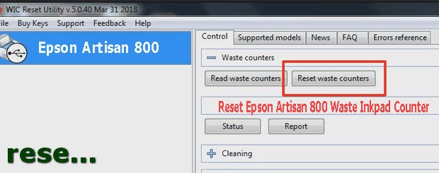 Reset mực thải máy in Epson Artisan 800 bằng key wicreset