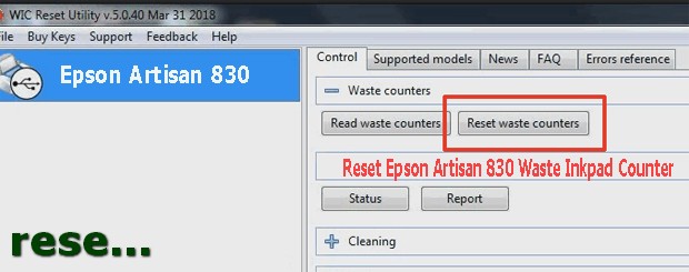 Reset mực thải máy in Epson Artisan 830 bằng key wicreset