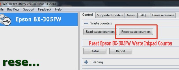 Reset mực thải máy in Epson BX-305FW bằng key wicreset
