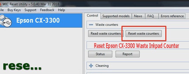 Reset mực thải máy in Epson CX-3300 bằng key wicreset