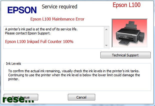 Epson L100 service required
