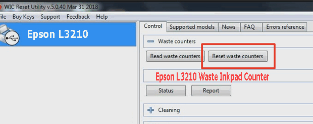 Reset mực thải máy in Epson L3210 bằng key wicreset