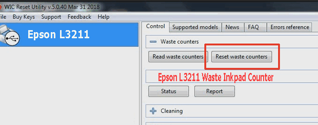 Reset mực thải máy in Epson L3211 bằng key wicreset