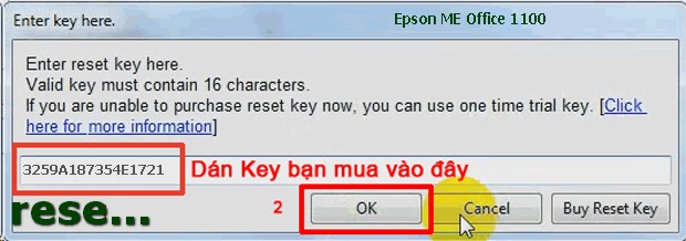 Reset mực thải máy in Epson ME Office 1100 bằng key wicreset