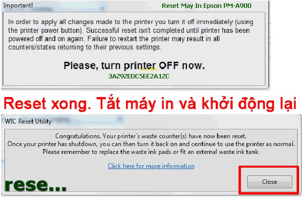 Reset mực thải máy in Epson PM-A900 bằng key wicreset