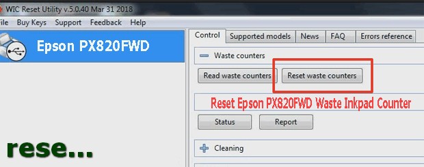 Reset mực thải máy in Epson PX820FWD bằng key wicreset