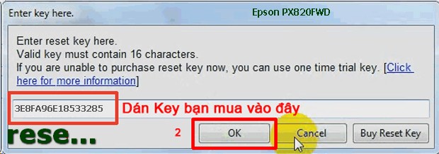 Reset mực thải máy in Epson PX820FWD bằng key wicreset