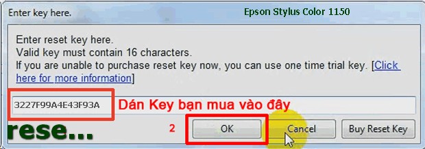 Reset mực thải máy in Epson Stylus Color 1150 bằng key wicreset