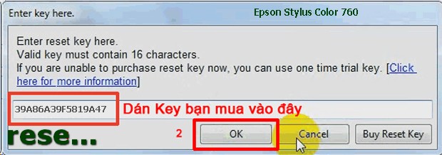 Reset mực thải máy in Epson Stylus Color 760 bằng key wicreset