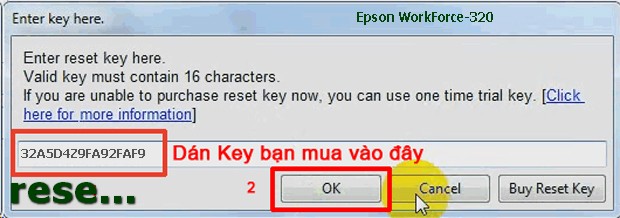 Reset mực thải máy in Epson WorkForce-320 bằng key wicreset