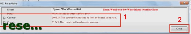 mực thải máy in Epson WorkForce-840 full 100%