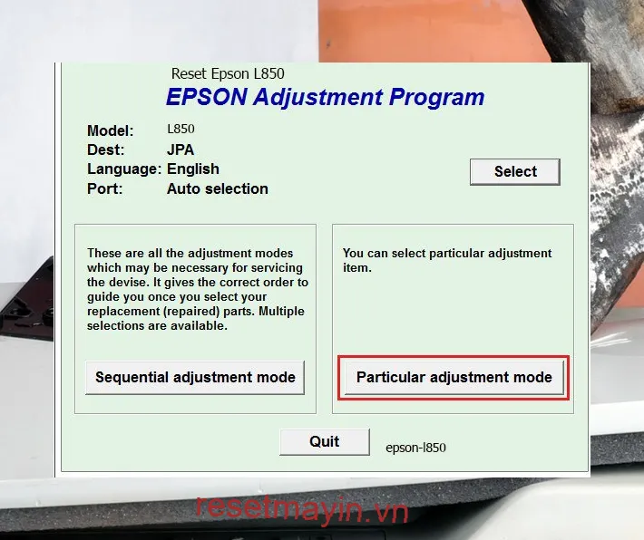 Phần mềm Epson L850