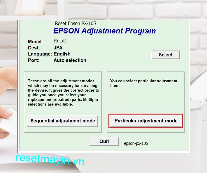 Phần mềm Epson PX-105