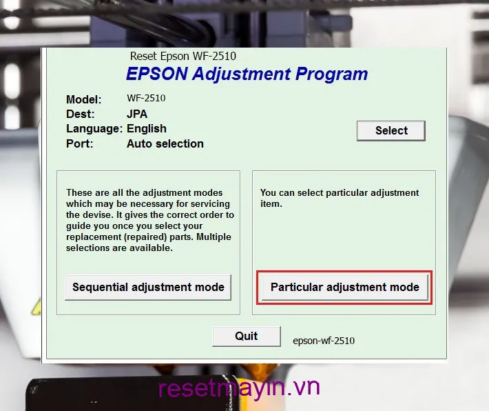 Phần mềm Epson WF-2510