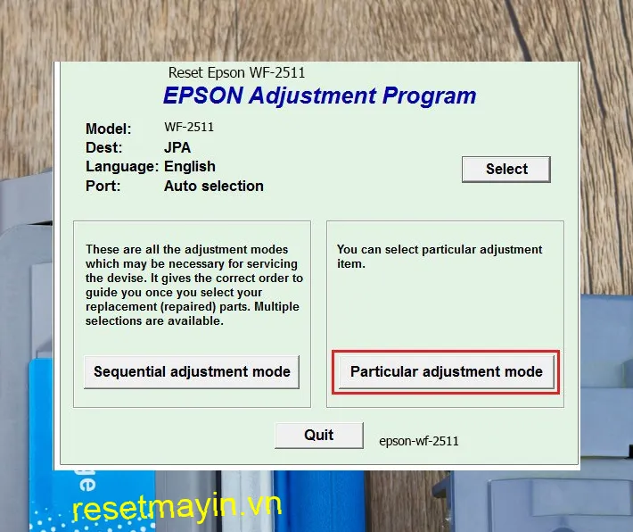 Phần mềm Epson WF-2511